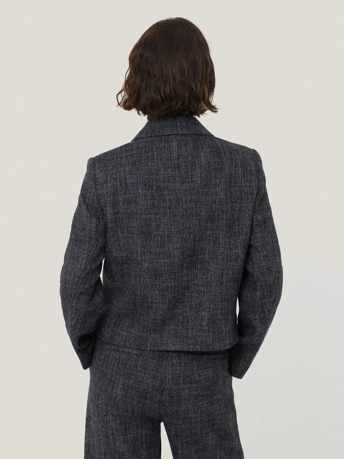 Women Kelvin Boucle Cropped Jacket Navy Jigsaw Coats and Jackets