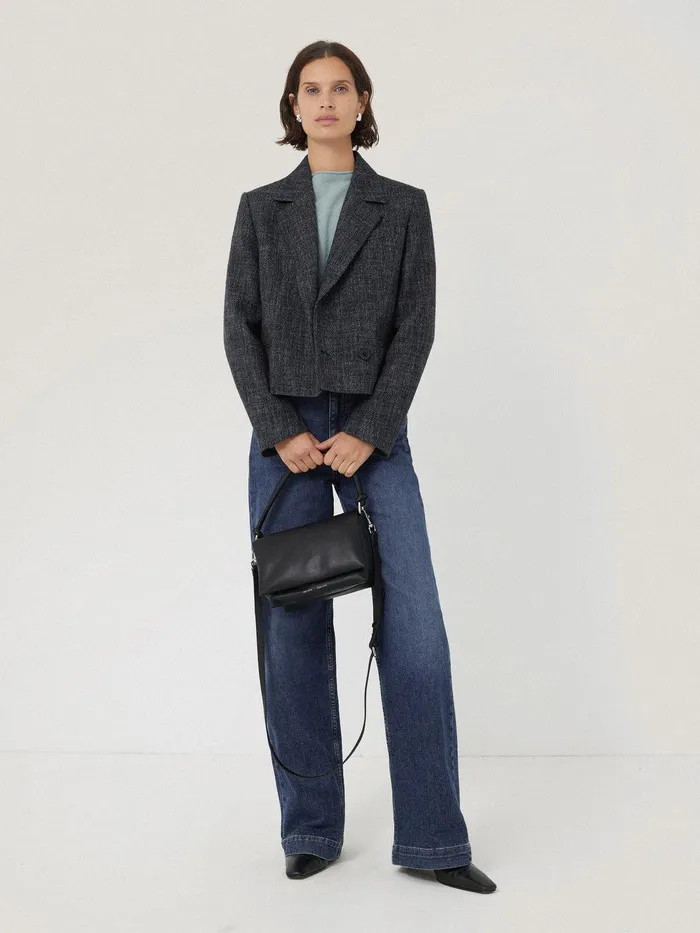 Women Kelvin Boucle Cropped Jacket Navy Jigsaw Coats and Jackets
