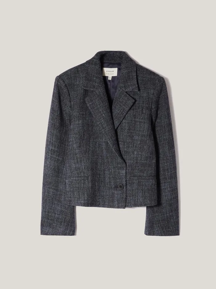 Women Kelvin Boucle Cropped Jacket Navy Jigsaw Coats and Jackets