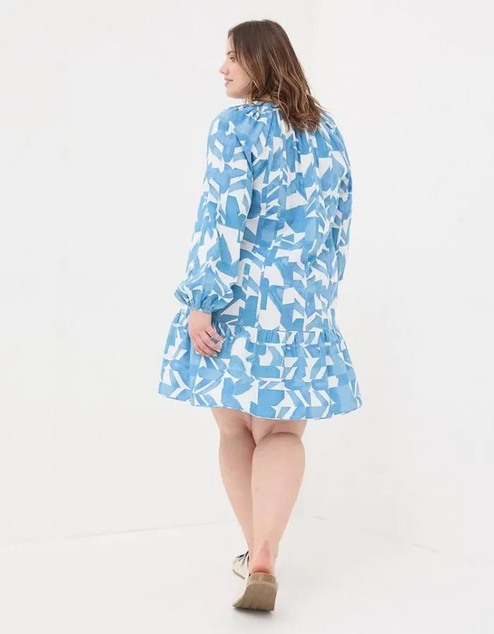 WomenKids FatFace Vacation Shop Amy Med Geo Dress Chambray Blue