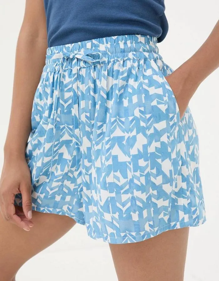 WomenKids FatFace Vacation Shop Flippy Med Geo Short Chambray Blue