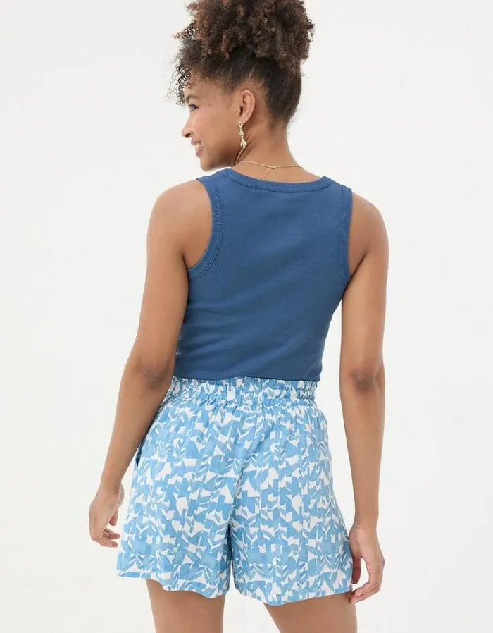 WomenKids FatFace Vacation Shop Flippy Med Geo Short Chambray Blue