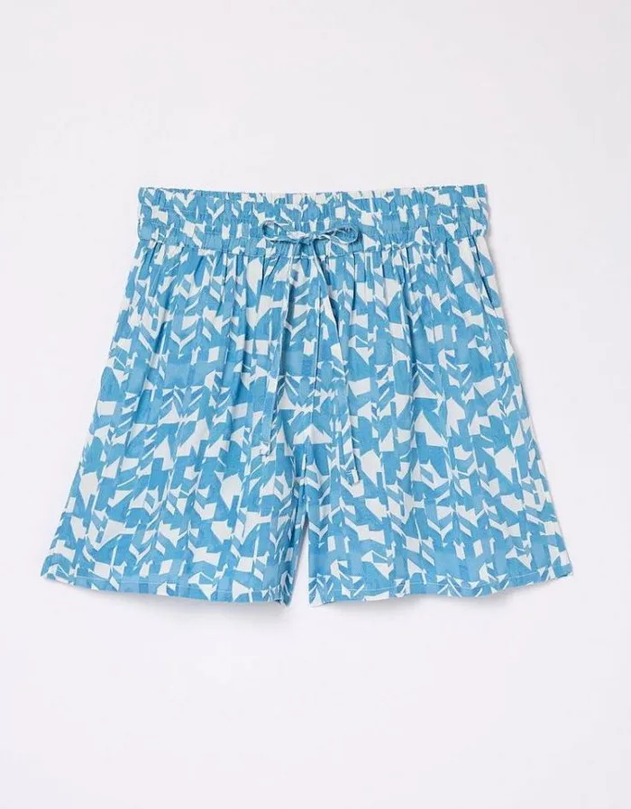 WomenKids FatFace Vacation Shop Flippy Med Geo Short Chambray Blue