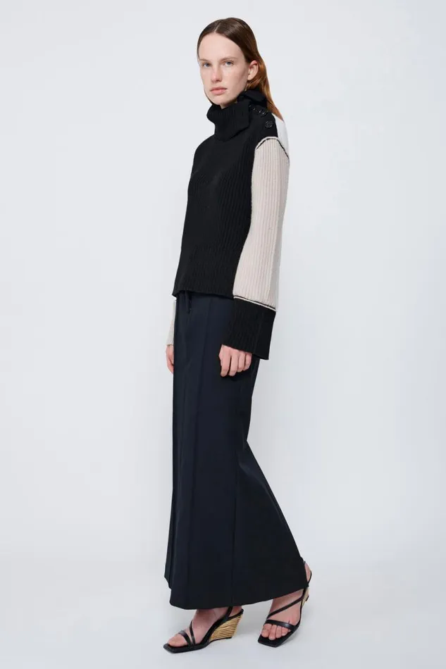 Women Knitwear Jonathan Simkhai Flores Sweater Black and Cream Turtleneck Women Knitwear Jonathan Simkhai Flores Sweater Black and Cream Turtleneck