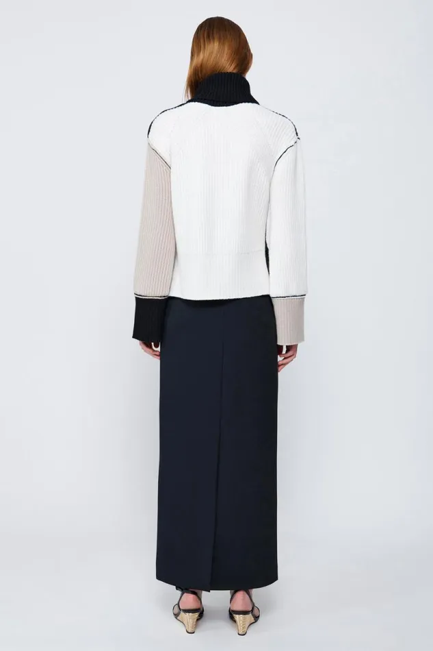 Women Knitwear Jonathan Simkhai Flores Sweater Black and Cream Turtleneck Women Knitwear Jonathan Simkhai Flores Sweater Black and Cream Turtleneck