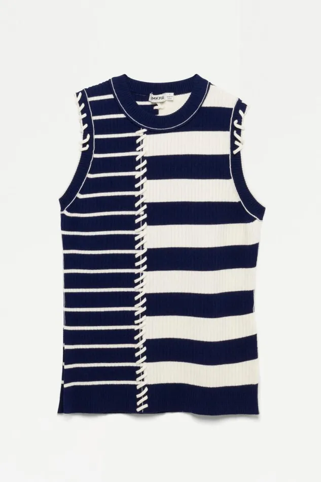 Women Knitwear Jonathan Simkhai Joelene Top Blue Top W Assymetric Stripes Women Knitwear Jonathan Simkhai Joelene Top Blue Top W Assymetric Stripes