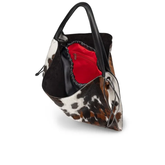 Women Le 54 Tote Bag 8211 Hairy Calf quotMeuhquot 8211 Brown And White Christian Louboutin Shoulder Bags