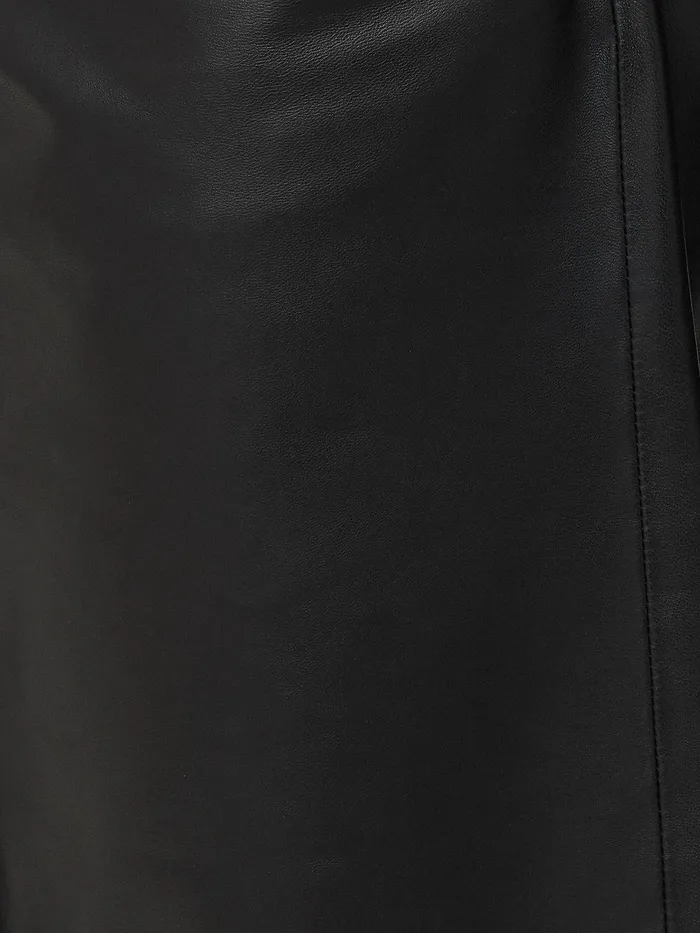 Women Leather Barrel Leg Trouser Black Jigsaw Trousers
