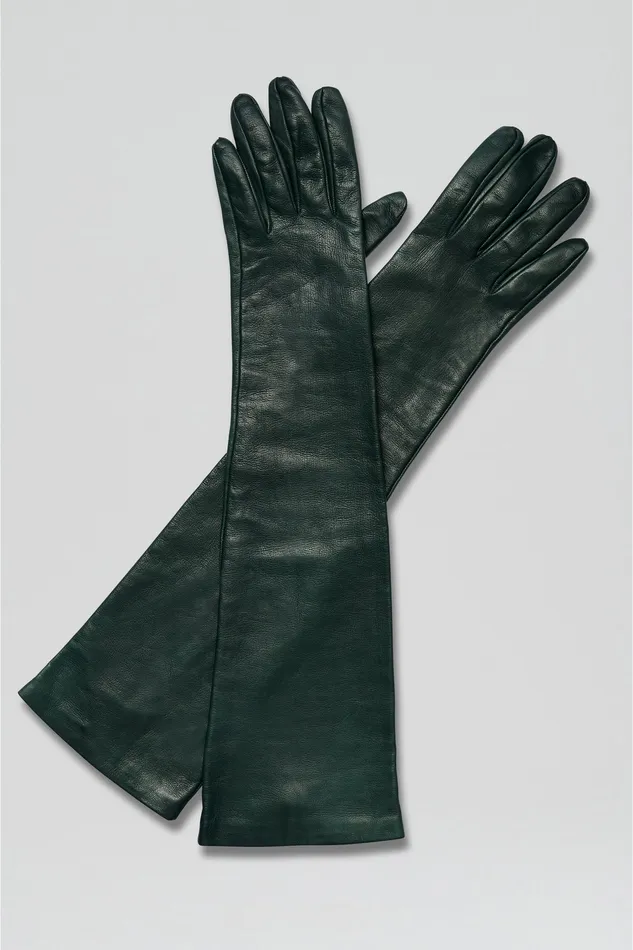 Women LEATHER GLOVES DARK GREEN Leather Scanlan Theodore