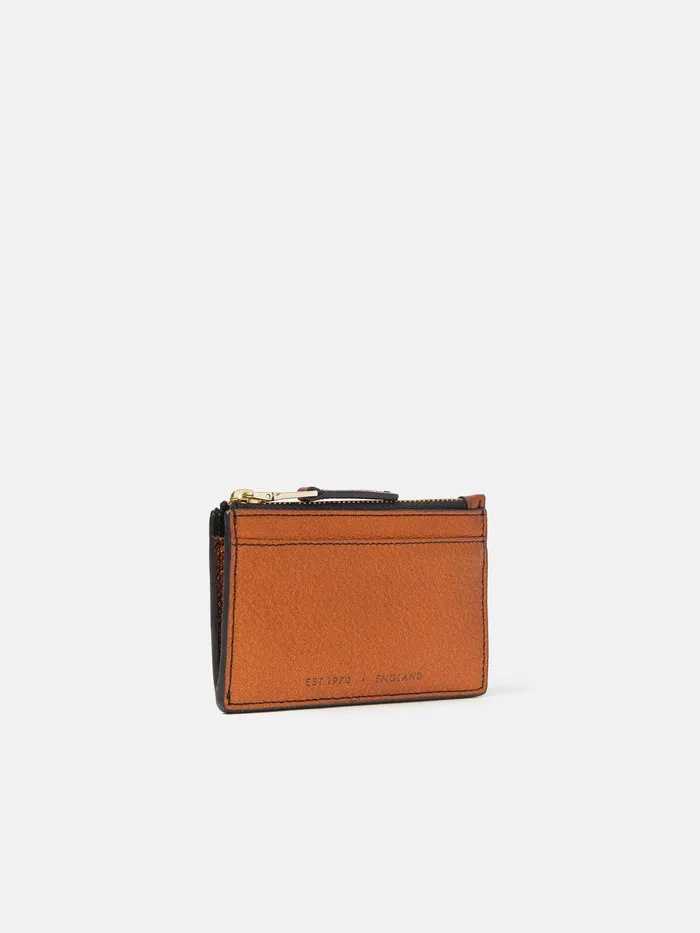 Women Leather Ziptop Card Holder Copper Jigsaw Wallets and Card Holders