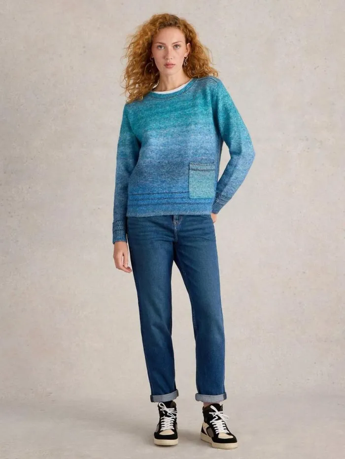 Women LILBET JUMPER Blue Multi White Stuff Knitwear