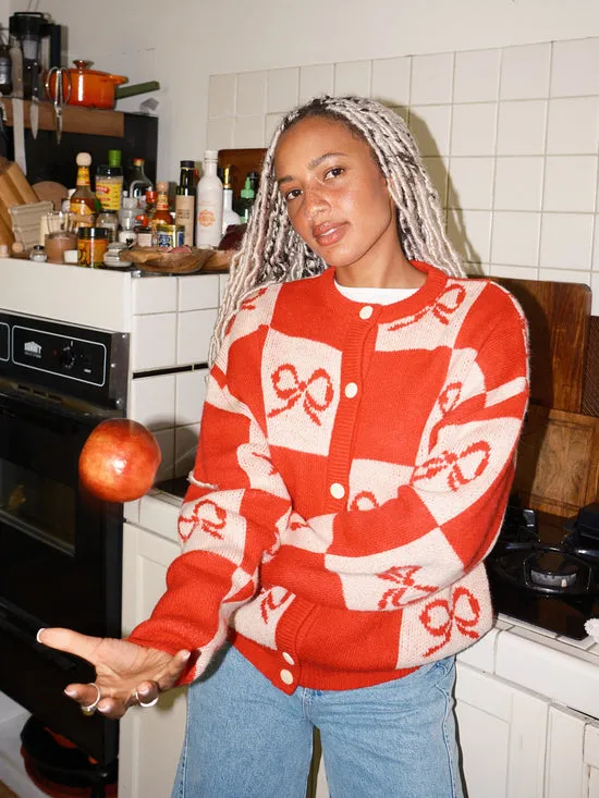Women Lisa Says Gah Lauda Cardi Cherry Bow Check Tops