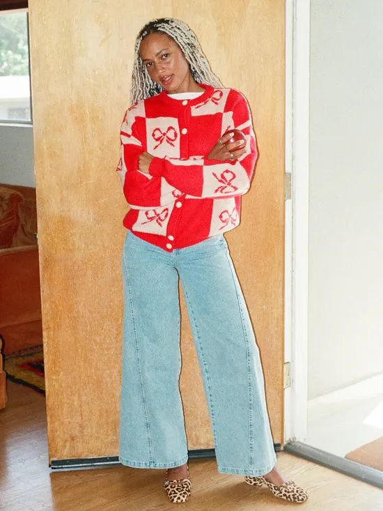 Women Lisa Says Gah Lauda Cardi Cherry Bow Check Tops