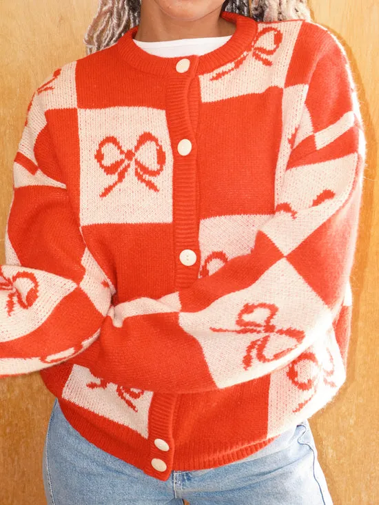 Women Lisa Says Gah Lauda Cardi Cherry Bow Check Tops