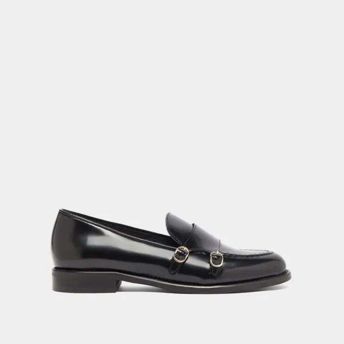 Women Loafers With Adjustable Buckles Black JONAK Loafers
