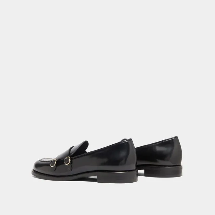 Women Loafers With Adjustable Buckles Black JONAK Loafers