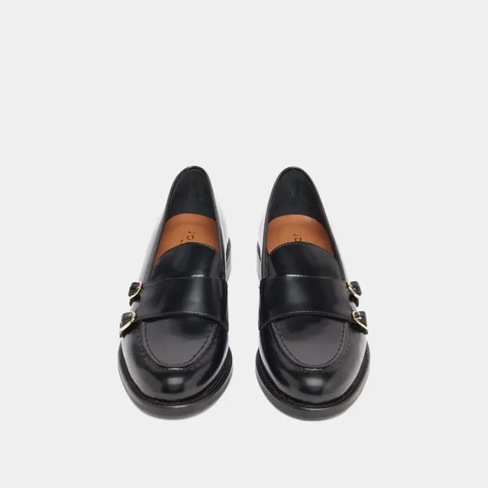 Women Loafers With Adjustable Buckles Black JONAK Loafers