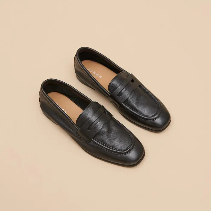Women Loafers With Flat Heels And Rounded Toes Black JONAK Loafers