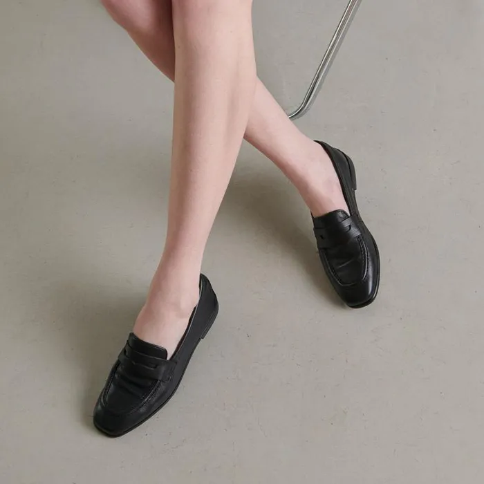 Women Loafers With Flat Heels And Rounded Toes Black JONAK Loafers
