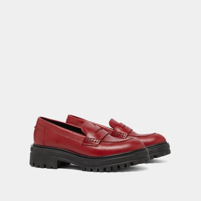 Women Loafers With Notched Soles Red JONAK Loafers