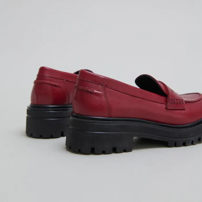 Women Loafers With Notched Soles Red JONAK Loafers