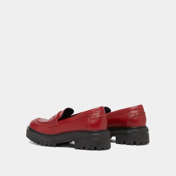 Women Loafers With Notched Soles Red JONAK Loafers
