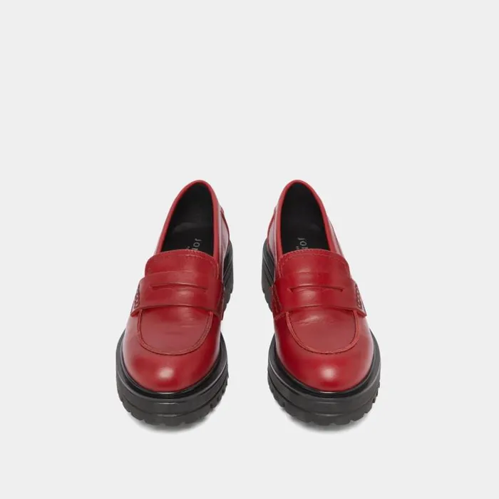 Women Loafers With Notched Soles Red JONAK Loafers