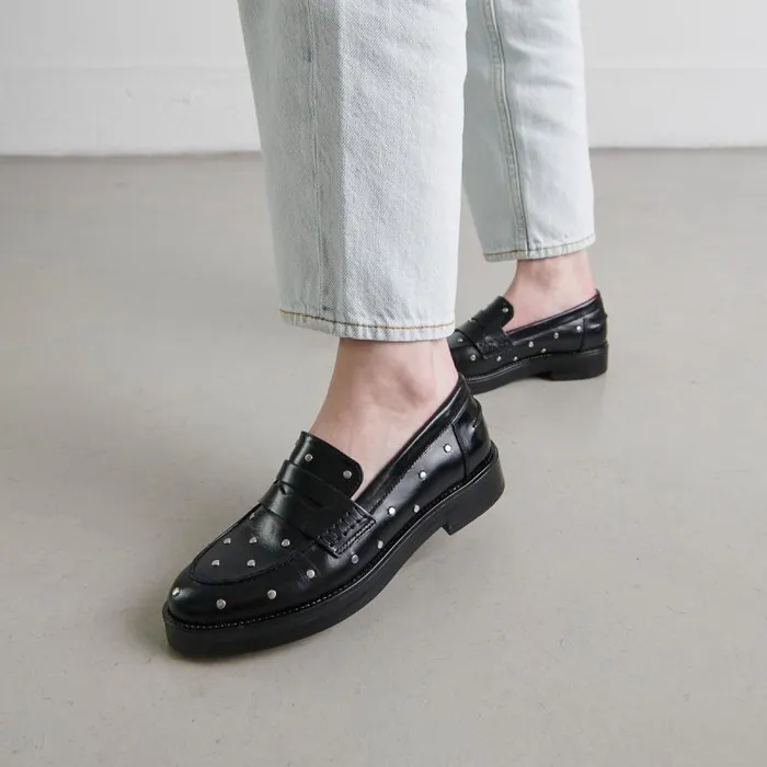 Women Loafers With Silver Details Black JONAK Loafers