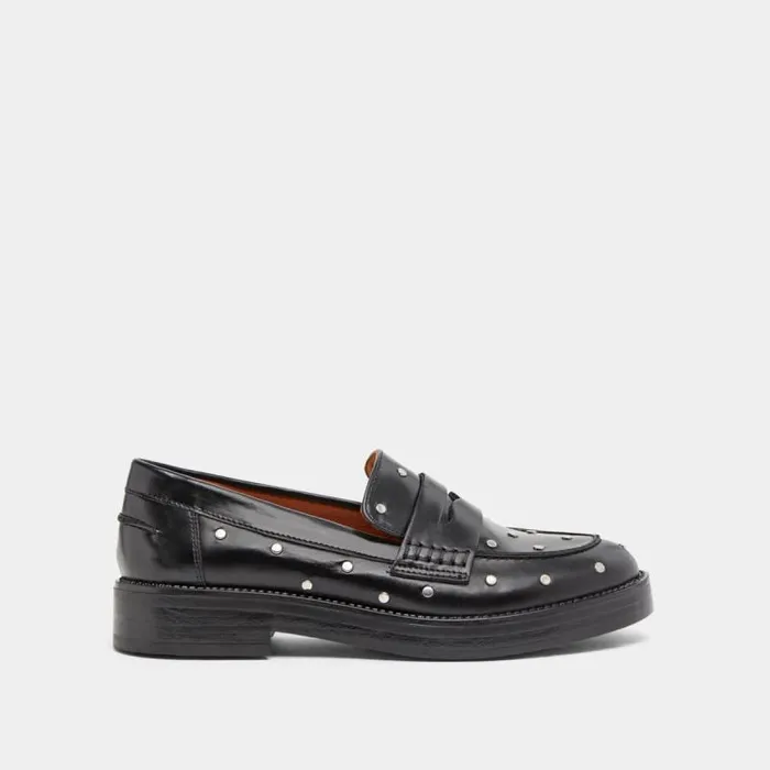 Women Loafers With Silver Details Black JONAK Loafers