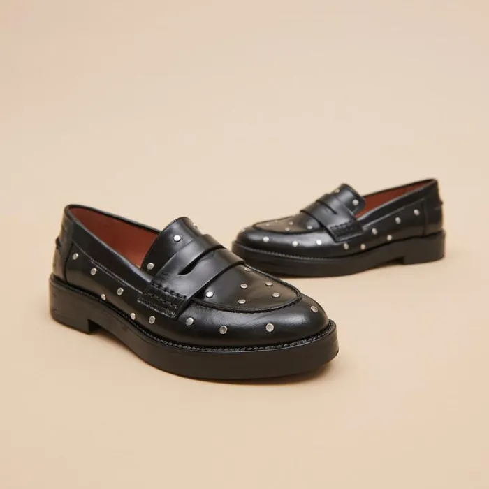 Women Loafers With Silver Details Black JONAK Loafers