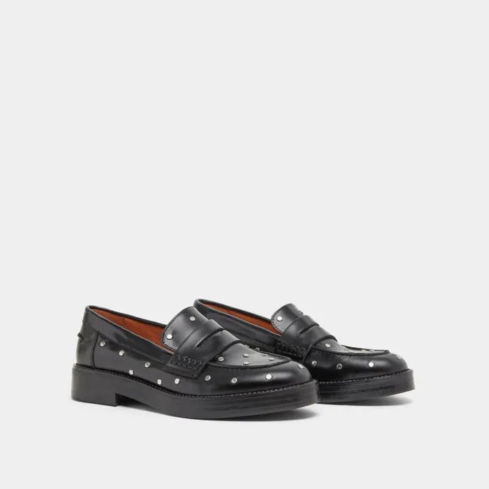 Women Loafers With Silver Details Black JONAK Loafers