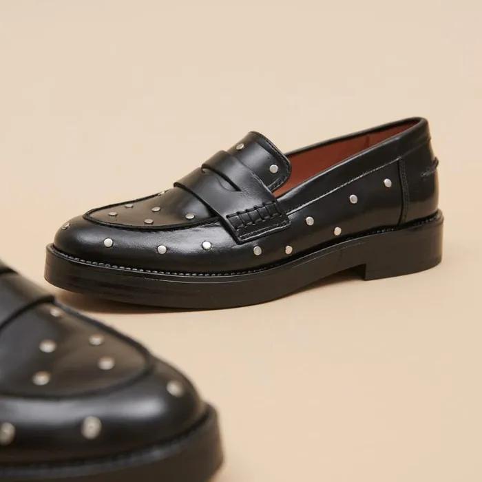 Women Loafers With Silver Details Black JONAK Loafers