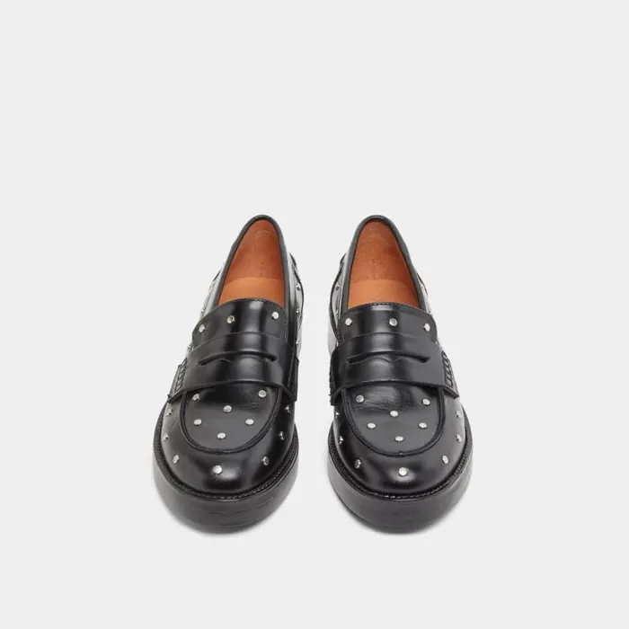 Women Loafers With Silver Details Black JONAK Loafers