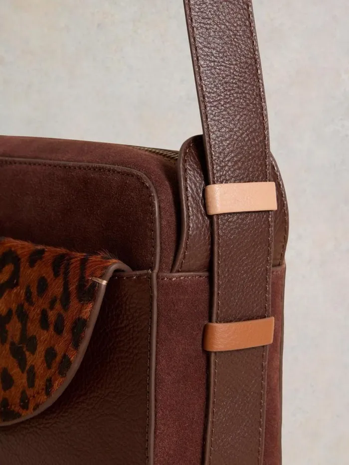 Women Lola Leather Camera Bag Brown Multi White Stuff Bags and Purses
