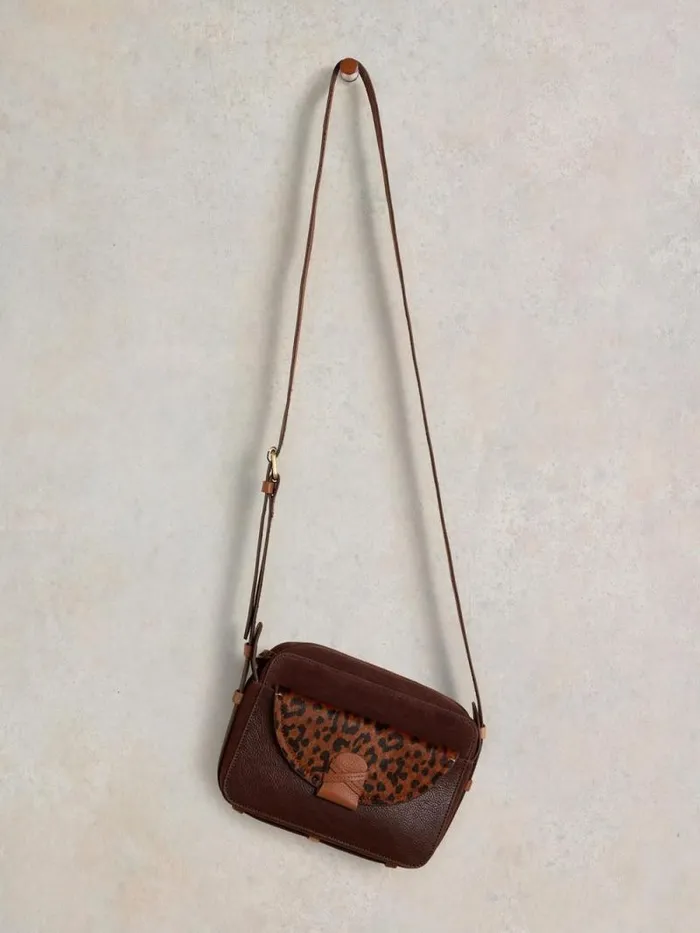 Women Lola Leather Camera Bag Brown Multi White Stuff Bags and Purses