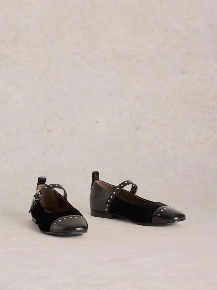 Women Loral Stud Mary Jane Pure Black White Stuff Mary Jane Shoes Women Loral Stud Mary Jane Pure Black White Stuff Mary Jane Shoes