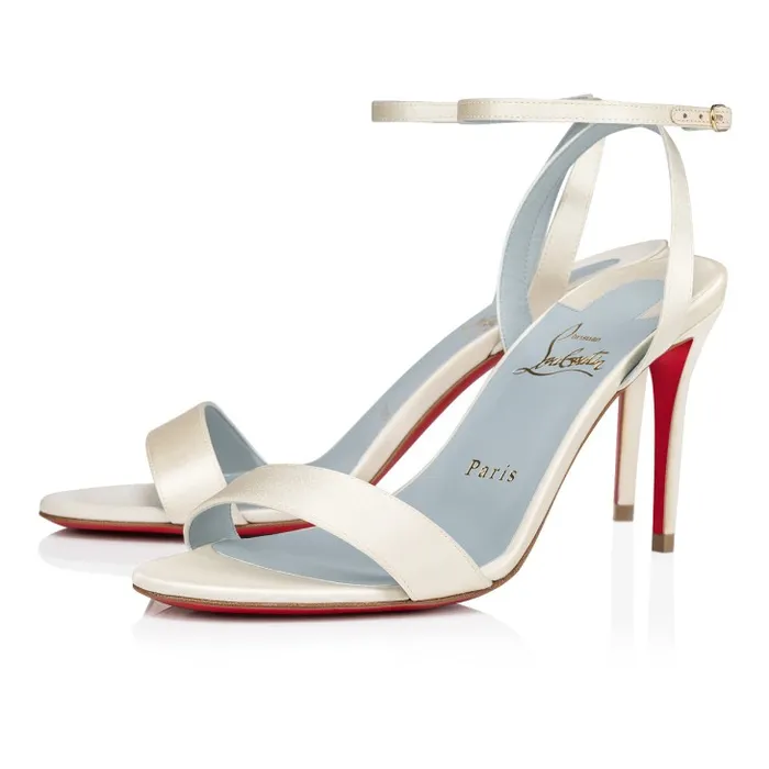 Women Loubigirl 85mm Strappy Sandals 8211 Crepe Satin 8211 Off White Christian Louboutin Sandals and Slides Women Loubigirl 85mm Strappy Sandals 8211 Crepe Satin 8211 Off White Christian Louboutin Sandals and Slides