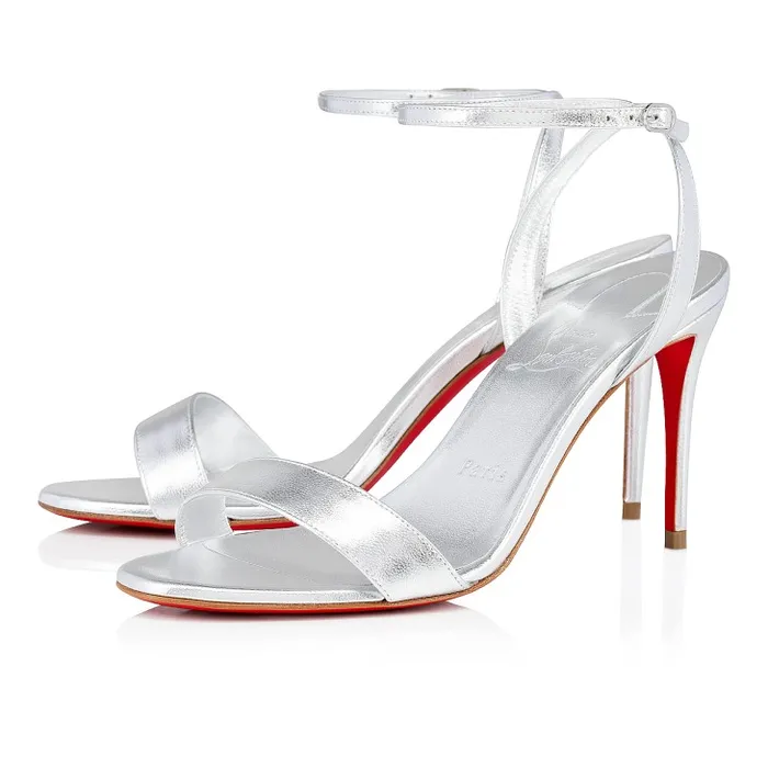 Women Loubigirl 85mm Strappy Sandals 8211 Iridescent Leather 8211 Silver Christian Louboutin Sandals and Slides Women Loubigirl 85mm Strappy Sandals 8211 Iridescent Leather 8211 Silver Christian Louboutin Sandals and Slides