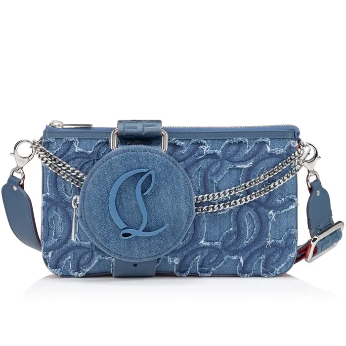 Women Loubila Crossbody Bag 8211 Denim Embroidered 8211 Blue Christian Louboutin Mini Bags