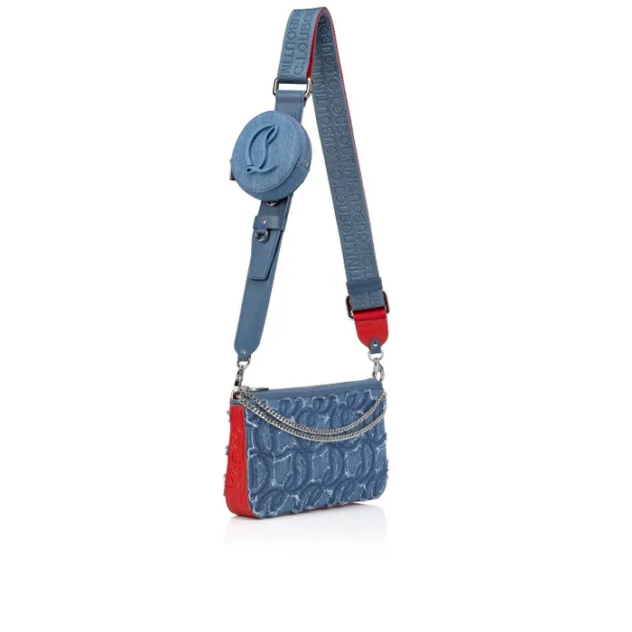 Women Loubila Crossbody Bag 8211 Denim Embroidered 8211 Blue Christian Louboutin Mini Bags