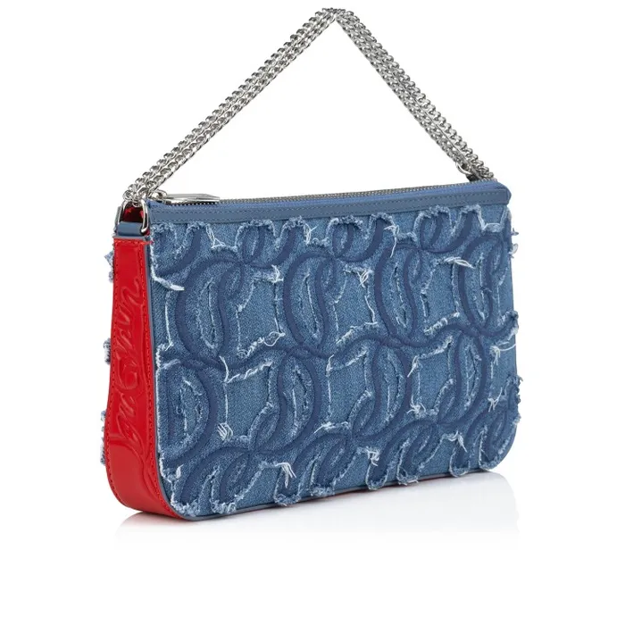 Women Loubila Crossbody Bag 8211 Denim Embroidered 8211 Blue Christian Louboutin Mini Bags
