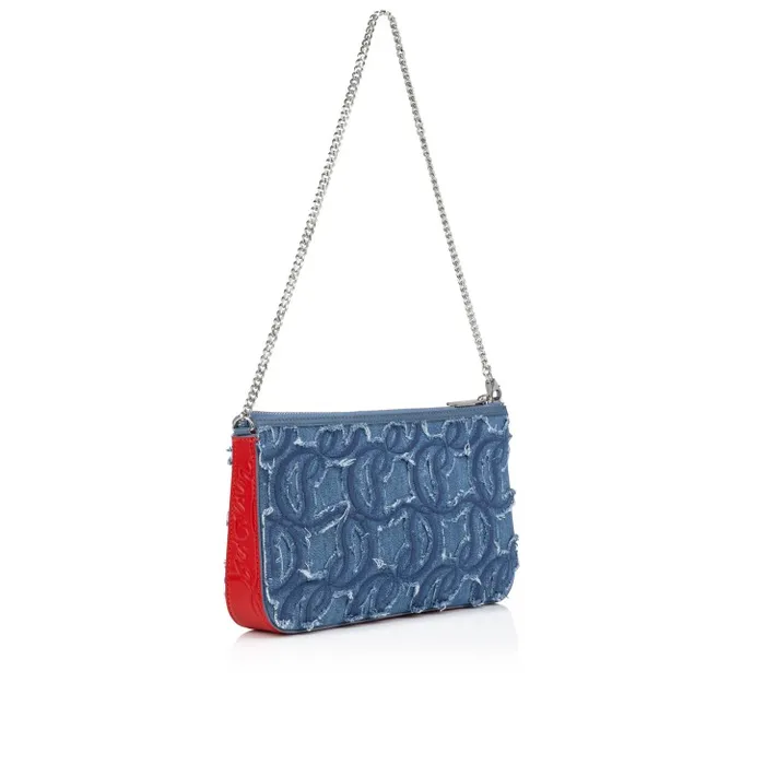 Women Loubila Crossbody Bag 8211 Denim Embroidered 8211 Blue Christian Louboutin Mini Bags
