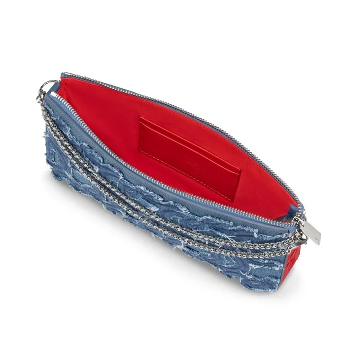 Women Loubila Crossbody Bag 8211 Denim Embroidered 8211 Blue Christian Louboutin Mini Bags