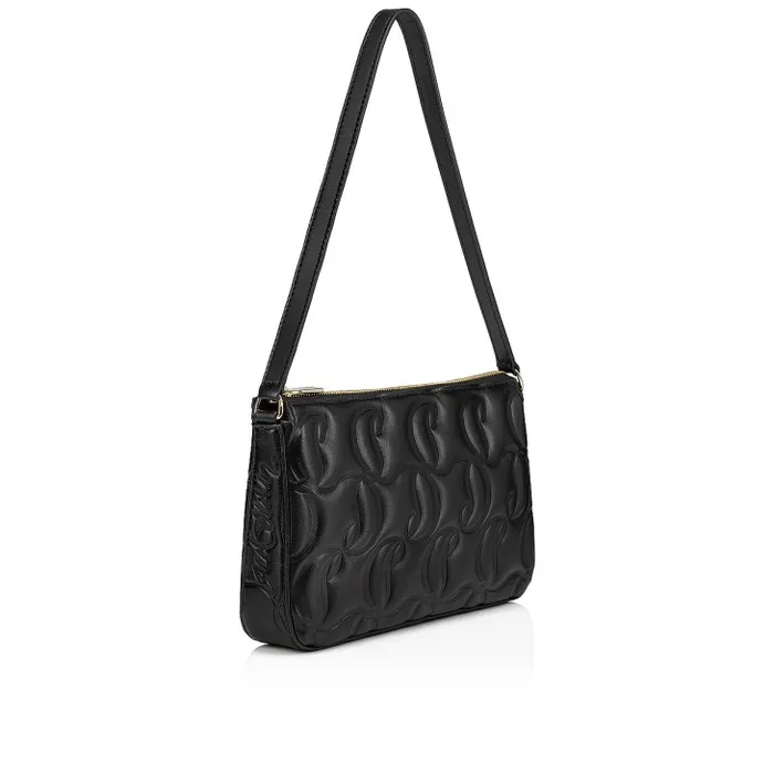 Women Loubila Pouch 8211 Monogrammed CL Embossed Nappa Leather 8211 Black Christian Louboutin Shoulder Bags