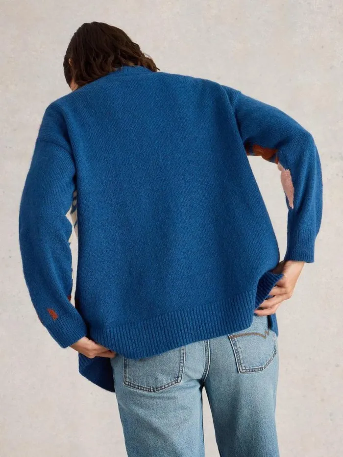 Women LOUISA LONGLINE CARDI Blue Multi White Stuff Knitwear