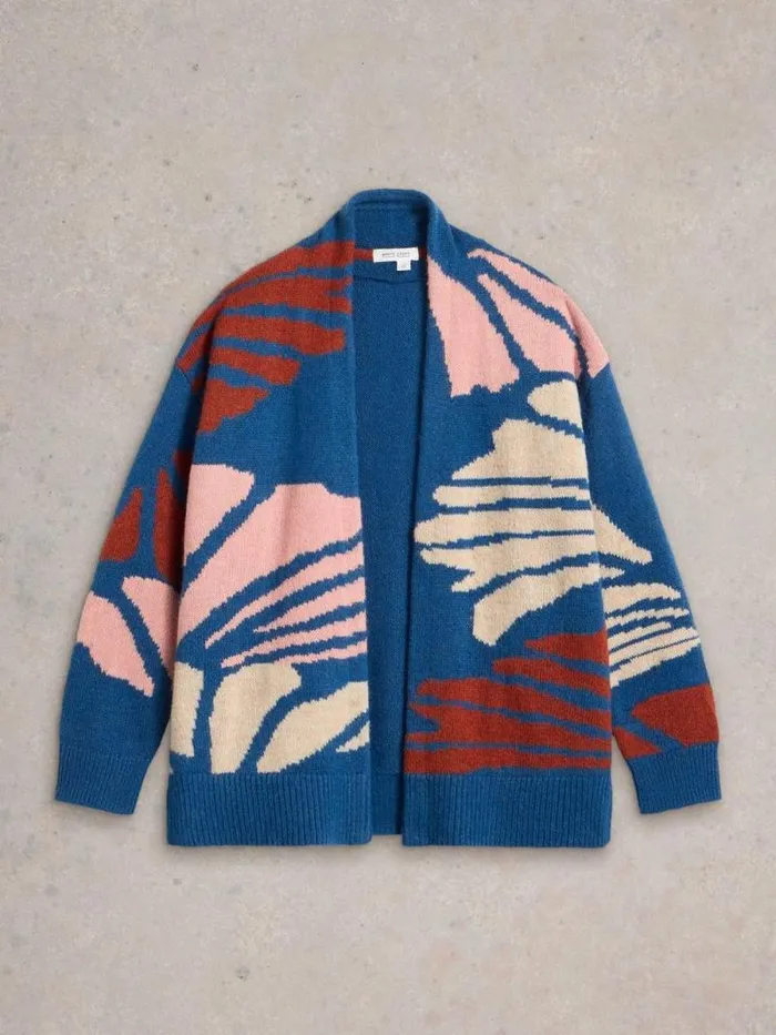 Women LOUISA LONGLINE CARDI Blue Multi White Stuff Knitwear