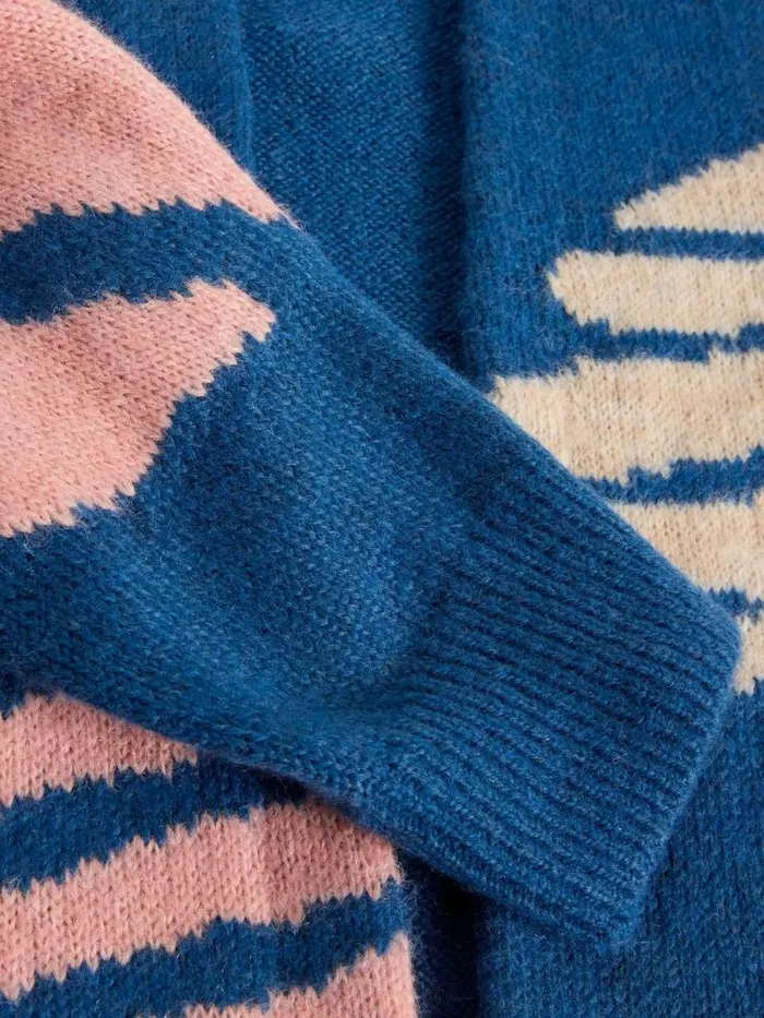 Women LOUISA LONGLINE CARDI Blue Multi White Stuff Knitwear