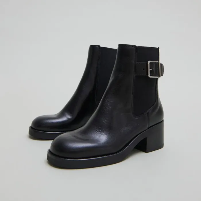 Women Lowboots With Elastics And Adjustable Buckles Black JONAK Ankle Boots Lowboots