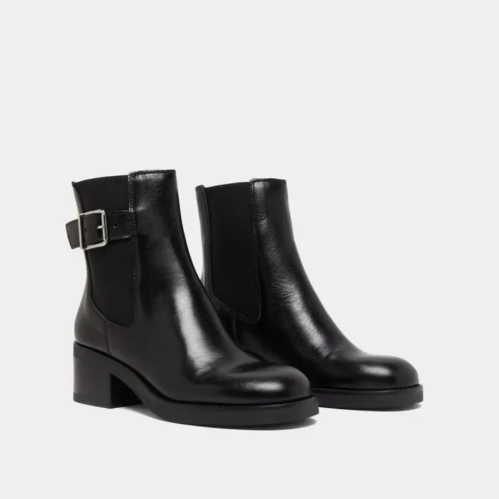 Women Lowboots With Elastics And Adjustable Buckles Black JONAK Ankle Boots Lowboots