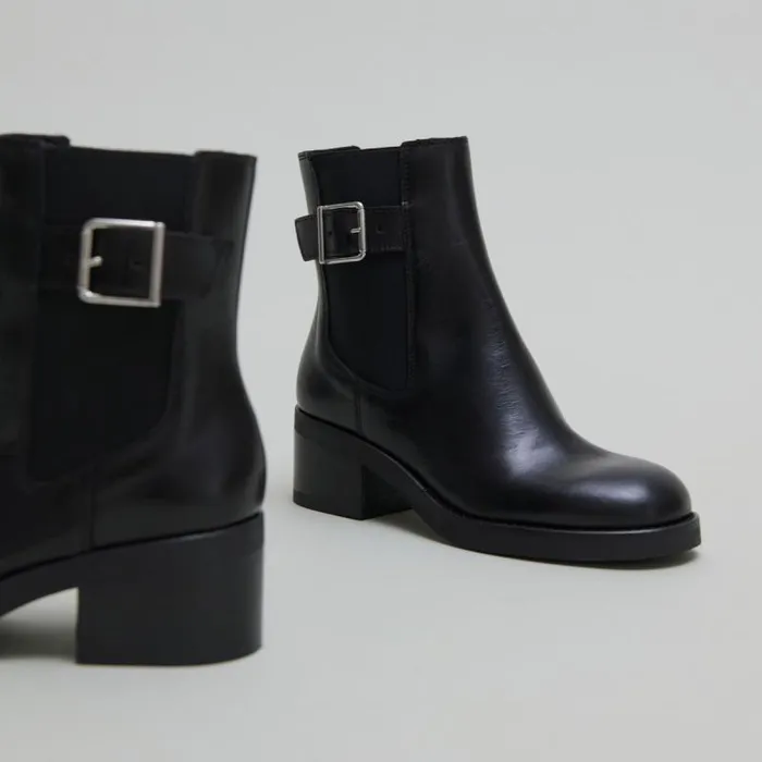 Women Lowboots With Elastics And Adjustable Buckles Black JONAK Ankle Boots Lowboots